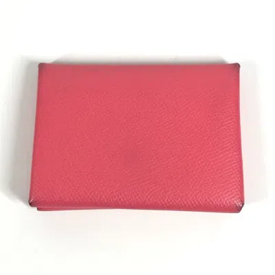Pre-owned Hermes Pink Rose Azalee Epsom Leather Coin Purse/coin Case ()