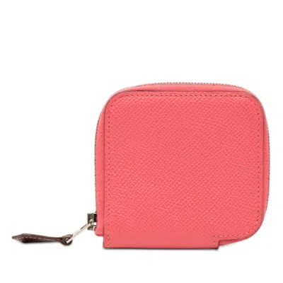 Pre-owned Hermes Pink Rose Azalee Epsom Leather Coin Purse/coin Case ()