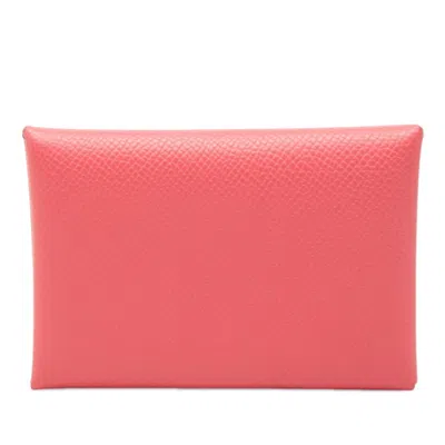Pre-owned Hermes Pink Rose Azalee Epsom Leather Coin Purse/coin Case ()