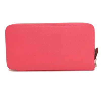 Pre-owned Hermes Pink Rose Azalee Epsom Leather Long Wallet (bi-fold) ()