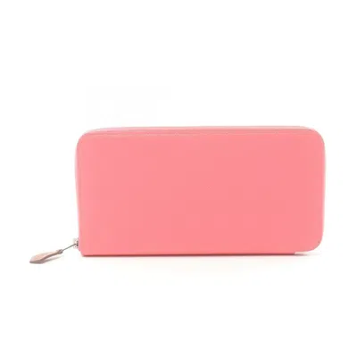 Pre-owned Hermes Pink Rose Azalee Epsom Leather Long Wallet (bi-fold) () In Pink, Rose Azalee
