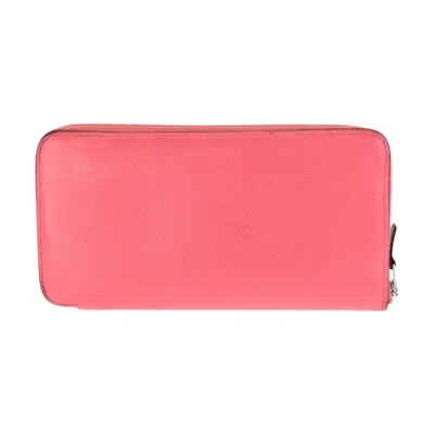 Pre-owned Hermes Pink Rose Azalee Epsom Leather Long Wallet (bi-fold) () In Pink, Rose Azalee