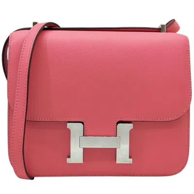 Pre-owned Hermes Pink Rose Azalee Evercalf Leather Shoulder Bag ()