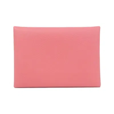 Pre-owned Hermes Pink Rose Azalee Leather Coin Purse/coin Case ()