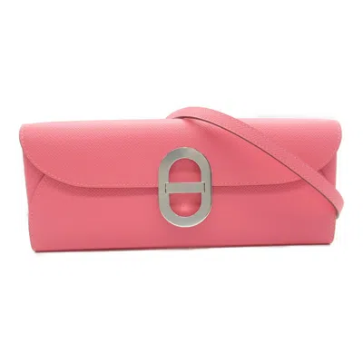 Pre-owned Hermes Pink Rose Azalee Leather Shoulder Bag ()