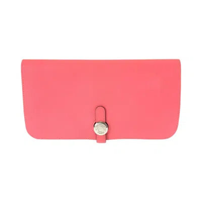 Pre-owned Hermes Pink Rose Azalee Long Wallet (bi-fold) ()
