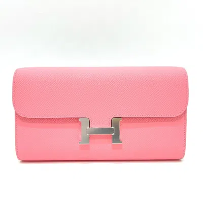 Pre-owned Hermes Pink Rose Confetti Epsom Leather Chain/shoulder Wallet () In Pink, Rose Confetti