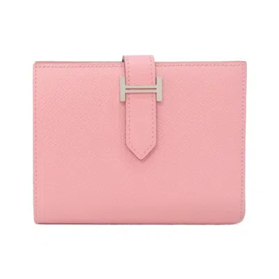 Pre-owned Hermes Pink Rose Confetti Epsom Leather Wallet (bi-fold) () In Pink, Rose Confetti