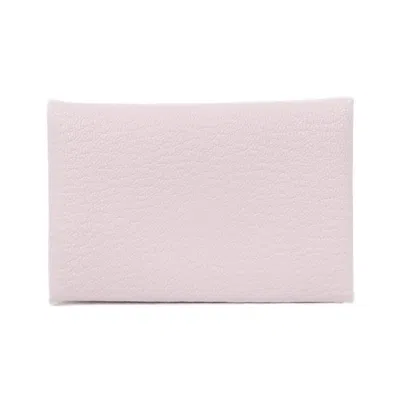 Pre-owned Hermes Pink Rose Pink Chevre Leather Card Case () In Multi