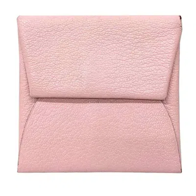 Pre-owned Hermes Pink Rose Sakura Leather Coin Purse/coin Case ()