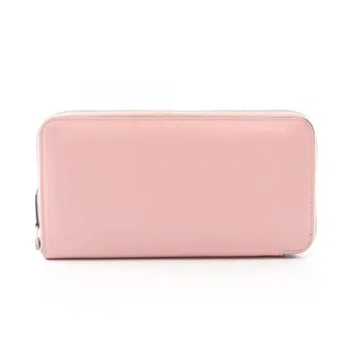 Pre-owned Hermes Pink Rose Sakura Leather Long Wallet (bi-fold) ()