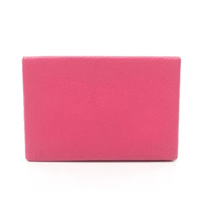 Pre-owned Hermes Pink Rose Shocking Chevre Leather Leather Coin Purse/coin Case ()