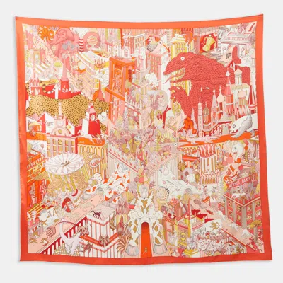 Pre-owned Hermes Hermès Pink Silk Animapolis Scarf
