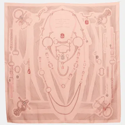 Pre-owned Hermes Hermès Pink Silk Etude Pour Une Parure De Gala Scarf