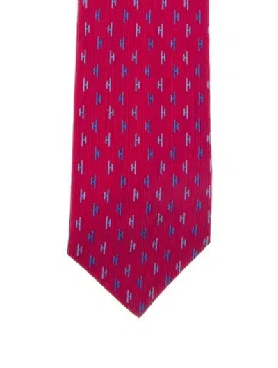 Pre-owned Hermes Pink Silk Pattern Print Tie