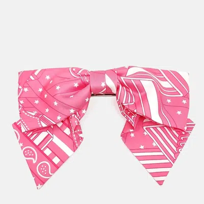 Pre-owned Hermes Pink Silk Ribbon Hair Pin