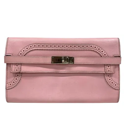 Pre-owned Hermes Pink Swift Leather Long Wallet (bi-fold) ()