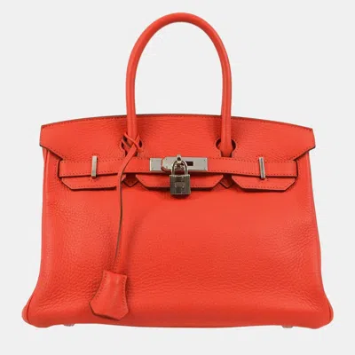 Pre-owned Hermes Pink Taurillon Clemence Birkin 30 Tote Bag
