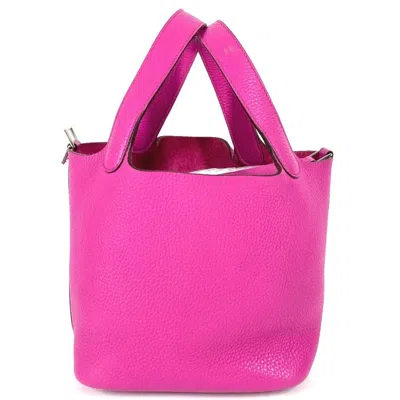 Pre-owned Hermes Pink Taurillon Clemence Leather Handbag Tote Bag ()