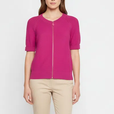 Pre-owned Hermes Pink Textured Cotton Knit Zip-up Cardigan S