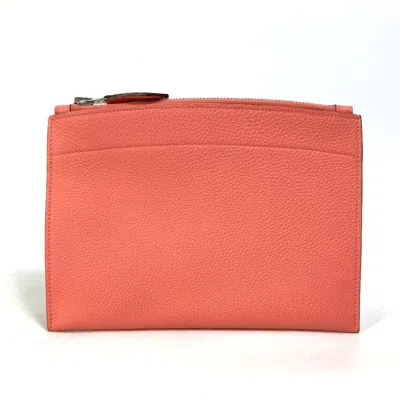 Pre-owned Hermes Pink Togo Leather Clutch Bag Pouch ()