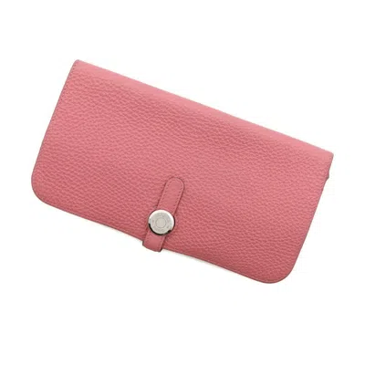Pre-owned Hermes Pink Togo Leather Long Wallet (bi-fold) ()