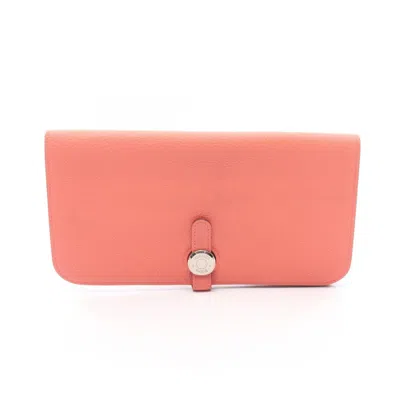 Pre-owned Hermes Pink Togo Leather Long Wallet (bi-fold) ()