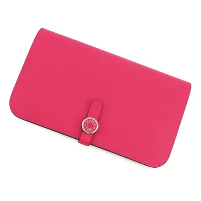 Pre-owned Hermes Pink Togo Leather Long Wallet (bi-fold) ()