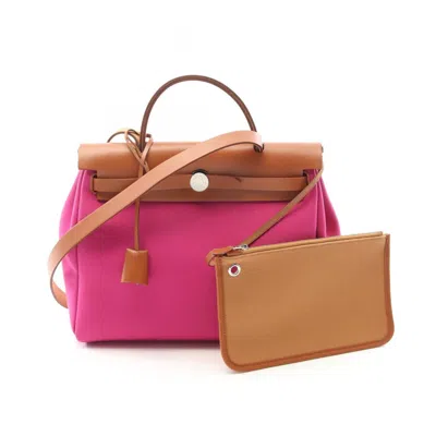 Pre-owned Hermes Pink Toile H Handbag () In Multi