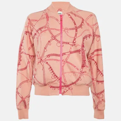 Pre-owned Hermes Pink Tresor De Medor Cotton Knit Zip-up Jacket M