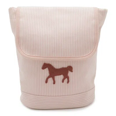 Pre-owned Hermes Pink White Cotton Backpack () In Pink, White