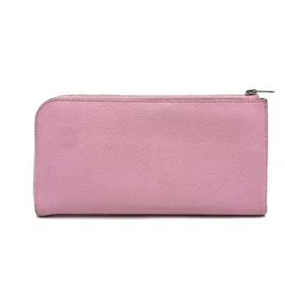 Pre-owned Hermes Pink Yellow Epsom Leather Long Wallet (bi-fold) ()