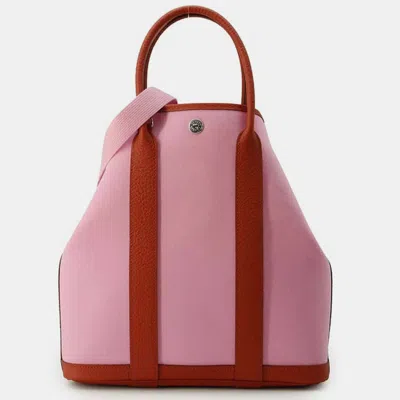 Pre-owned Hermes Pink/rouge Duchesse Toilet Officer Vache Leather Garden Party Pm Bag
