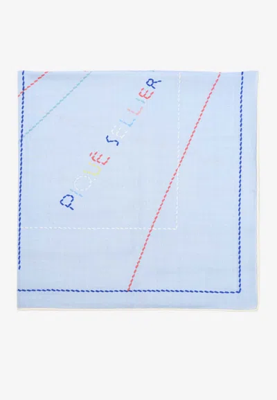 Pre-owned Hermes Pique Sellier Shawl 140 In Cashmere And Silk In Bleu Ciel
