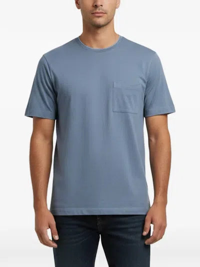 Pre-owned Hermes Pique-knit Chest-pocket T-shirt In Blue
