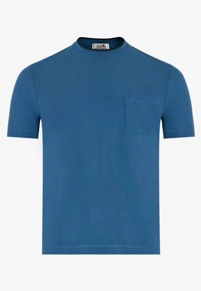 Hermes Piqures Sellier Short-sleeved T-shirt In Atlantique