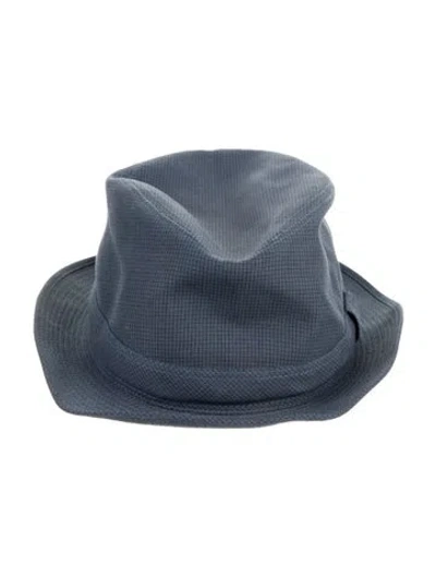 Pre-owned Hermes Plaid Fedora Hat In Blue
