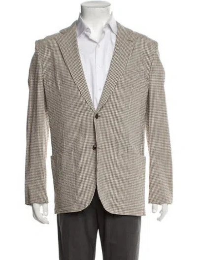 Pre-owned Hermes Plaid Print Blazer W/ Tags In Neutral