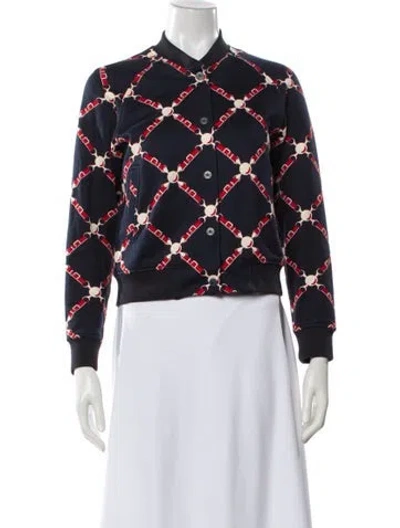 Pre-owned Hermes Plaid Print Bomber Jacket In Blue