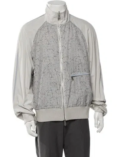Pre-owned Hermes Plaid Print Bomber Jacket In Grey