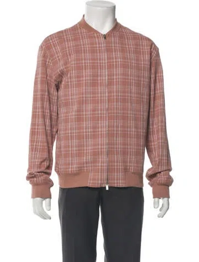 Pre-owned Hermes Plaid Print Bomber Jacket In Pink
