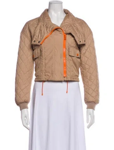 Pre-owned Hermes Plaid Print Denim Jacket In Orange