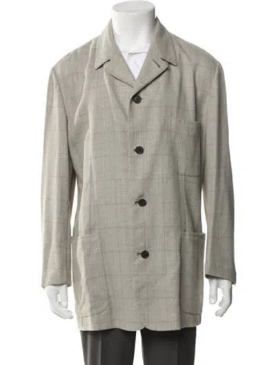 Pre-owned Hermes Plaid Print Jacket In Brown