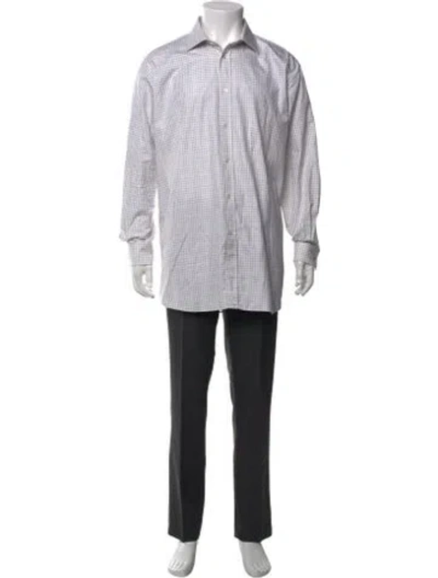 Pre-owned Hermes Plaid Print Long Sleeve Dress Shirt In Multi