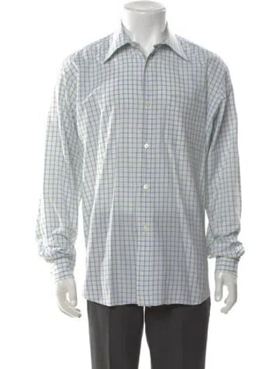 Pre-owned Hermes Plaid Print Long Sleeve Shirt In Brown