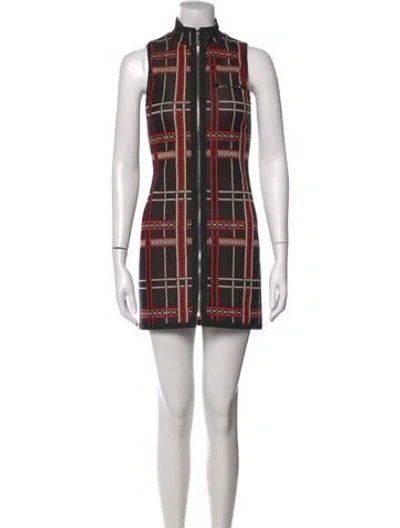 Pre-owned Hermes Plaid Print Mini Dress W/ Tags In Black
