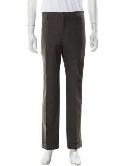 Pre-owned Hermes Plaid Print Pants In Gray