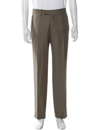 Pre-owned Hermes Plaid Print Pants In Neutral