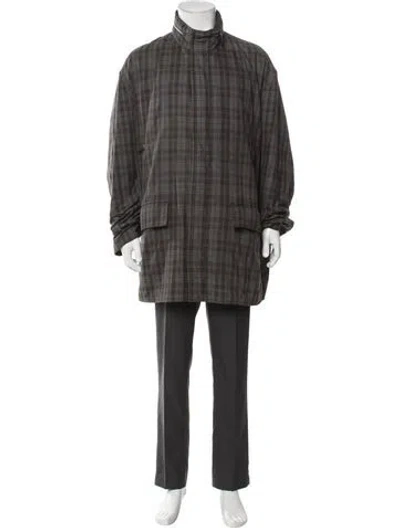 Pre-owned Hermes Plaid Print Parka In Gray