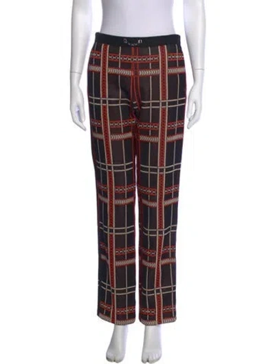 Pre-owned Hermes Plaid Print Straight Leg Pants In Black